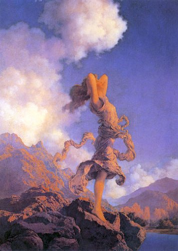 356x500 Ecstasy Big Maxfield Parrish Art Deco Print Hand - Ecstasy Painting