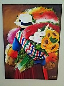 225x300 Original Oil Painting On Canvas South America Ecuador Indigenous - Ecuadorian Painting