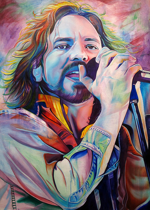 572x799 Eddie Vedder In Pink And Blue Art Print By Joshua Morton - Eddie Vedder Painting