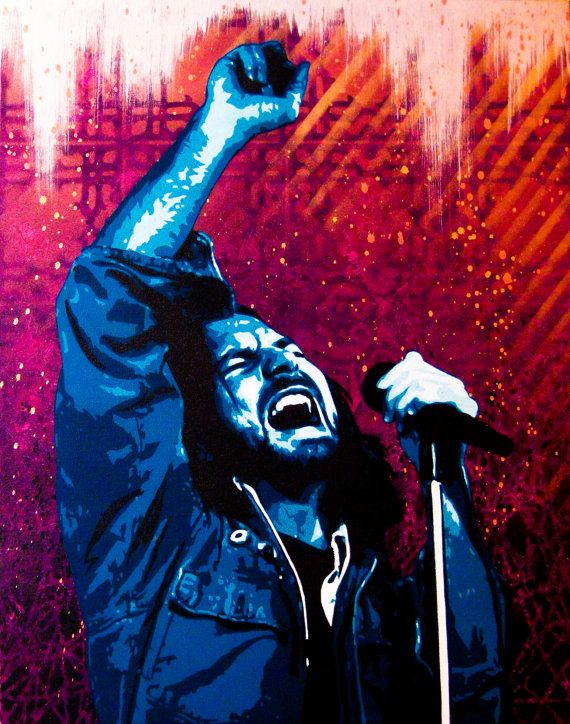 570x724 Eddie Vedderthom Yorke Combo Original Paintings By Bobbyzeik - Eddie Vedder Painting