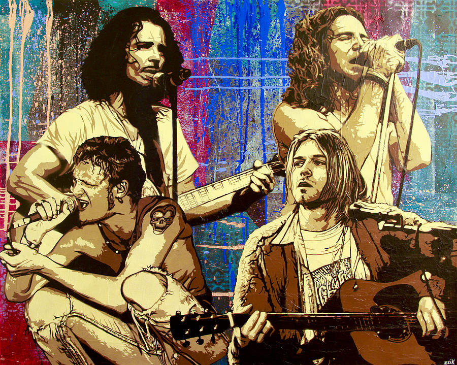 900x719 Them Bones Are Louder Than Love In A Corduroy Heart Shaped Box - Eddie Vedder Painting
