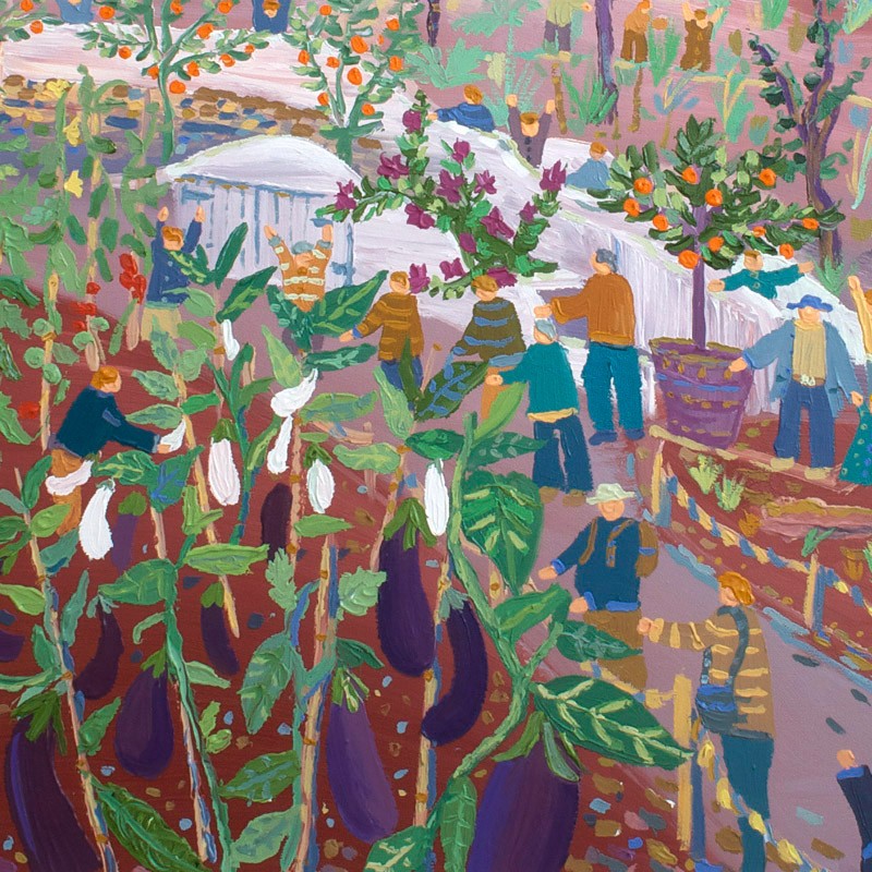 800x800 Aubergine Blues. The Eden Project. Original Painting By John Dyer - Eden Painting