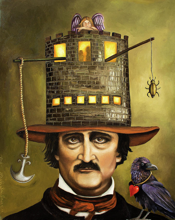 719x900 Edgar Allan Poe Painting By Leah Saulnier The Painting Maniac - Edgar Allan Poe Painting