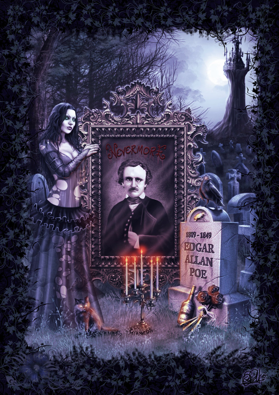 900x1272 Edgar Allan Poe By Darkakelarre - Edgar Allan Poe Painting Story