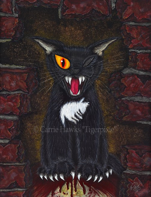 504x657 Edgar Allen Poe Black Cat Gothic Cat Painting Black Cat Art E - Edgar Allan Poe Painting Story