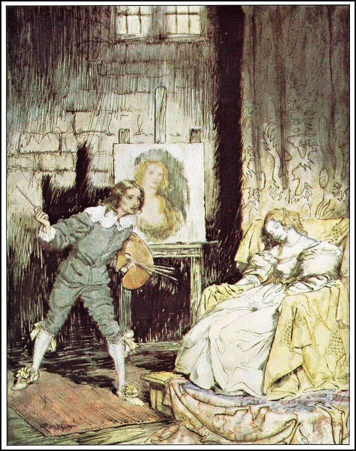 711x900 The Oval Portrait - Edgar Allan Poe Painting Story