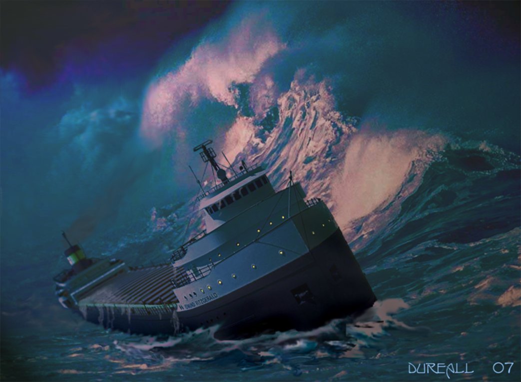 1043x765 Edmund Fitzgerald Print By Dureall - Edmund Fitzgerald Painting