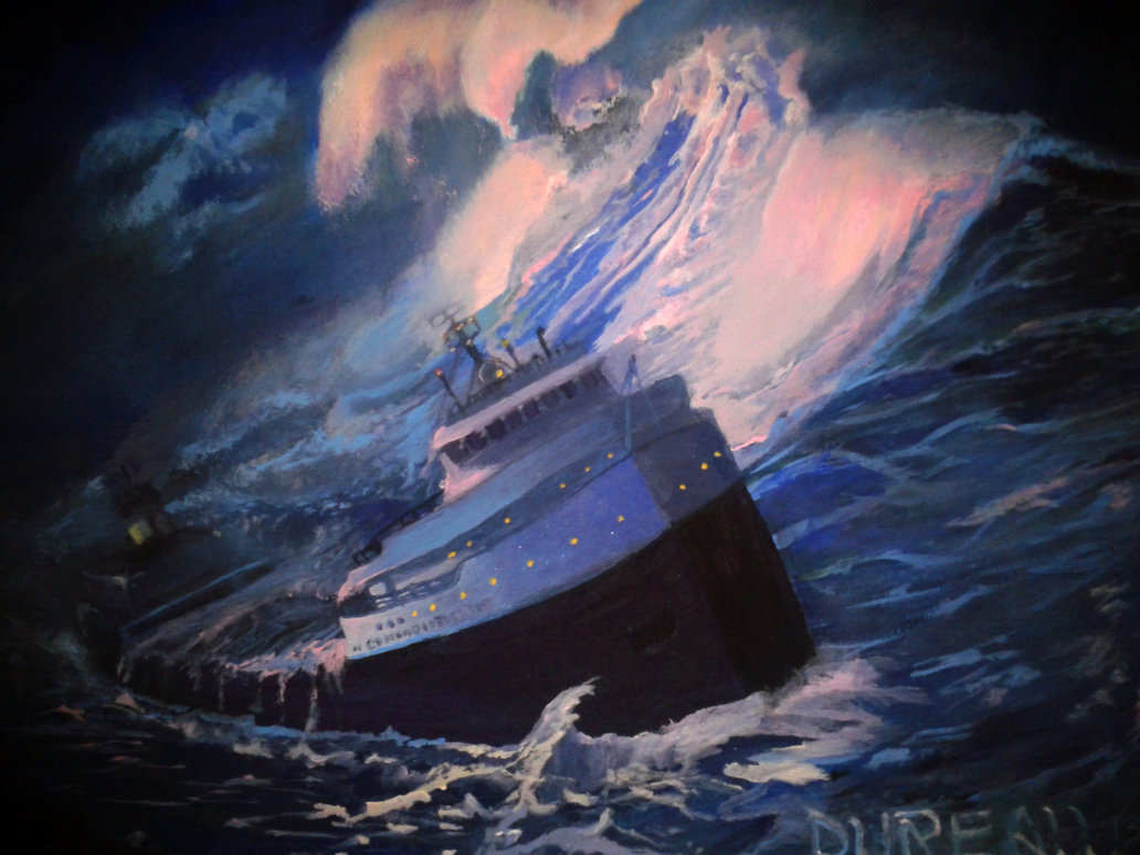 1032x774 The Edmund Fitzgerald By Dureall - Edmund Fitzgerald Painting