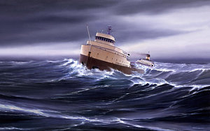 300x187 Wind And Sea Astern Painting By Captain Bud Robinson - Edmund Fitzgerald Painting
