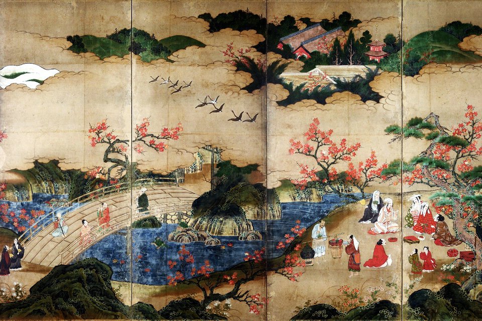 960x640 Momoyama Edo Period Folding Screen Painting, Tokyo National - Edo Painting