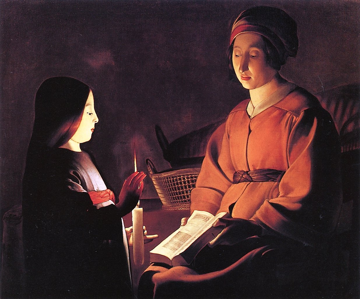 1235x1024 The Education Of The Virgin Painting Georges De La Tour Oil - Education Painting