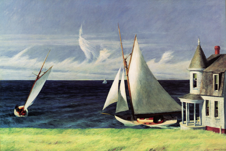 760x507 Sailboat Boat Ocean Sea Edward Hopper Fine Art Poster Repro Free S - Edward Hopper Sailboat Painting