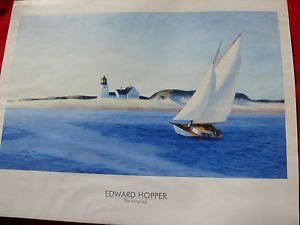 300x225 Seascape By Edward Hopper The Long Leg Sailboat + Light House - Edward Hopper Sailboat Painting