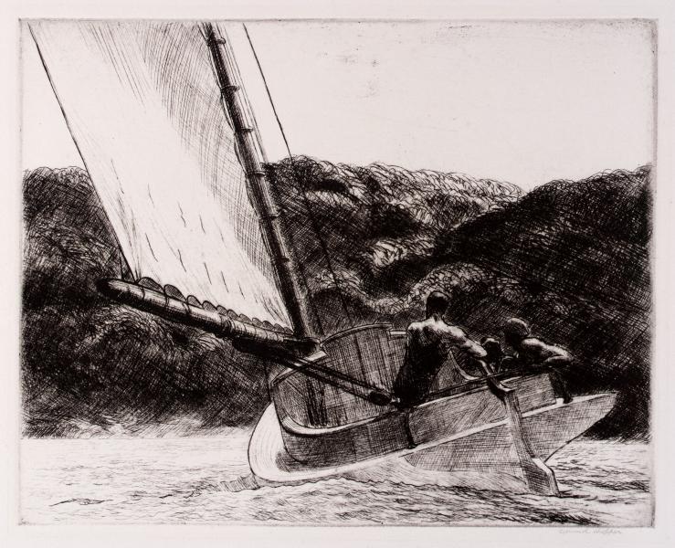 739x600 The Cat Boat Smithsonian American Art Museum - Edward Hopper Sailboat Painting