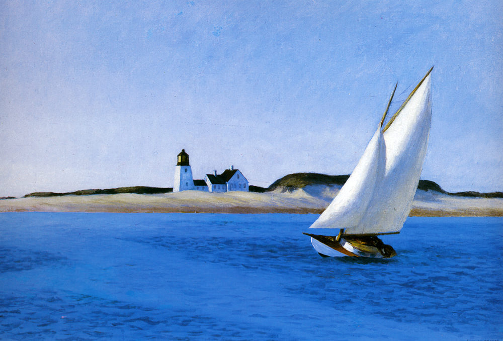 1000x678 The Long Leg, 1935 By Edward Hopper - Edward Hopper Sailboat Painting