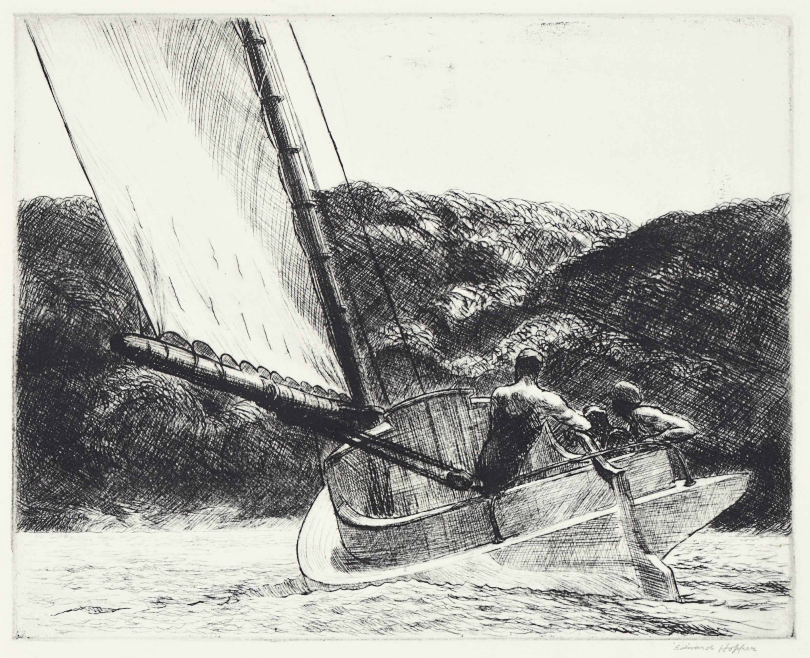 3200x2599 Edward Hopper (1882 1967) The Cat Boat Christie'S - Edward Hopper Sailboat Painting