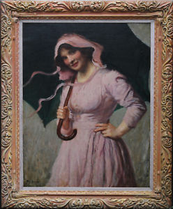 248x300 Tom Mostyn British Portrait Oil Painting Edwardian Genre Art Lady - Edwardian Painting