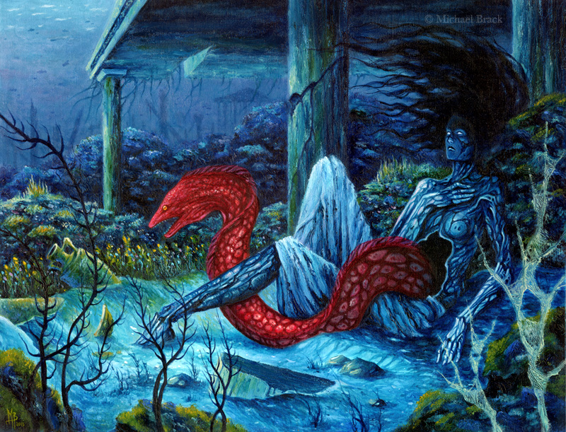 800x611 The Moray Eel By Michaelbrack - Eel Painting