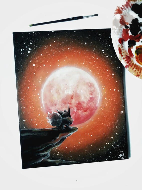 570x760 Flareon Under The Moon Pokemon Painting Eevee Paintings - Eevee Painting