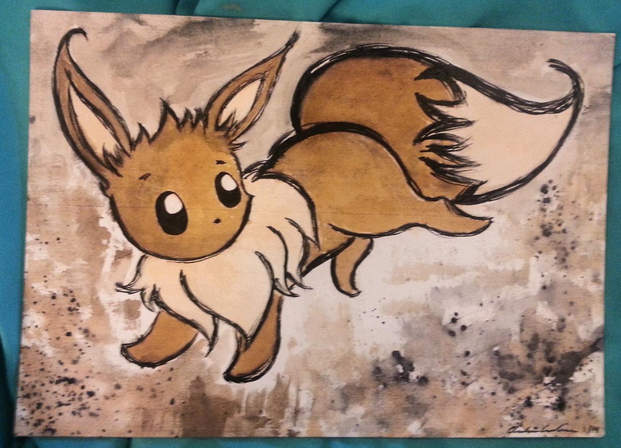 1225x884 I Painted An Eevee A Few Days Ago. Pokemon - Eevee Painting