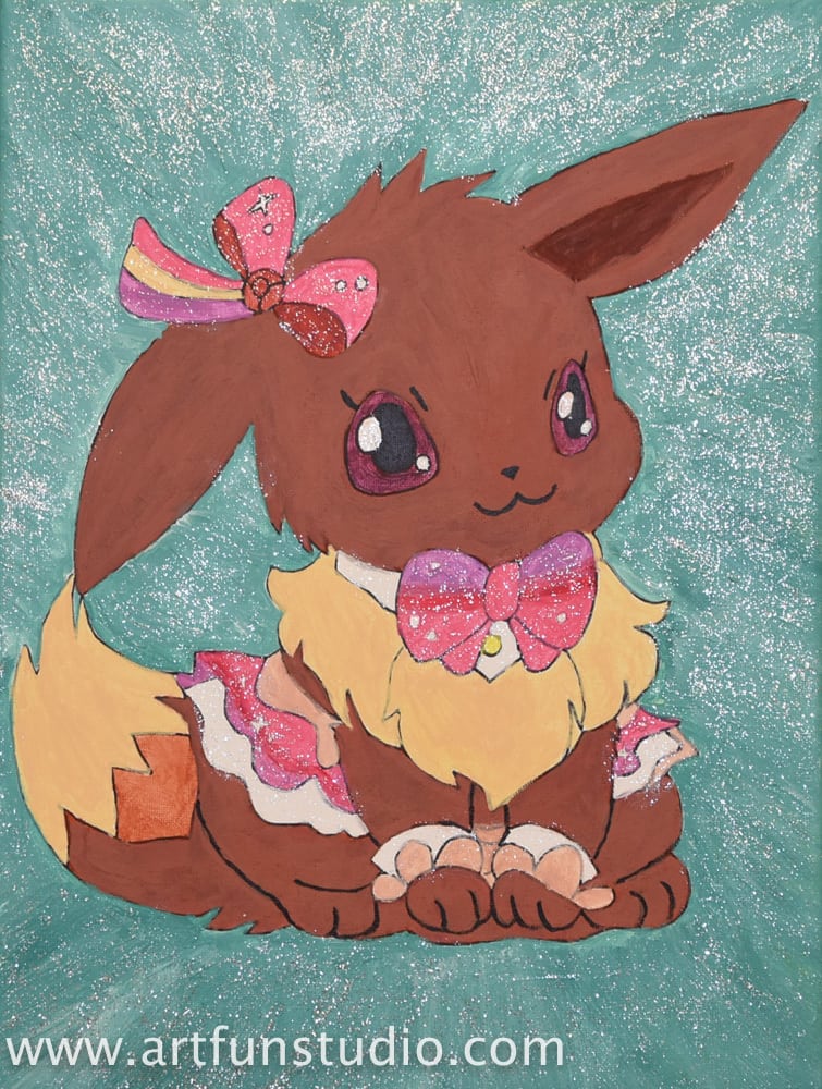 755x1000 Kids Painting For Birthdays - Eevee Painting