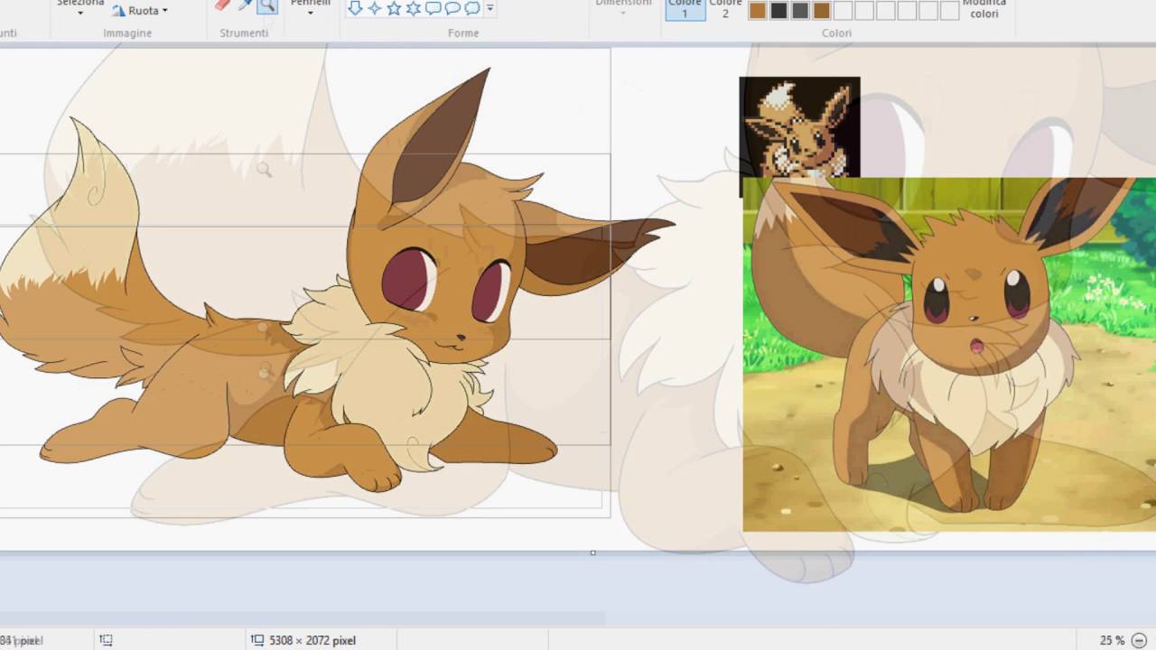 1280x720 Chibi Eevee Speed Paint [Mspaint] - Eevee Painting