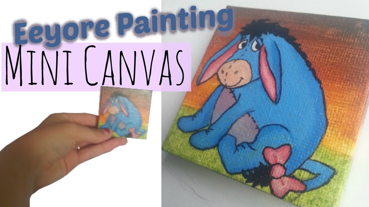 1280x720 Mini Canvas Painting Eeyore Art By Emm - Eeyore Painting