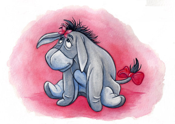 570x403 Sale Winnie The Pooh Disney Eeyore Watercolor Painting - Eeyore Painting