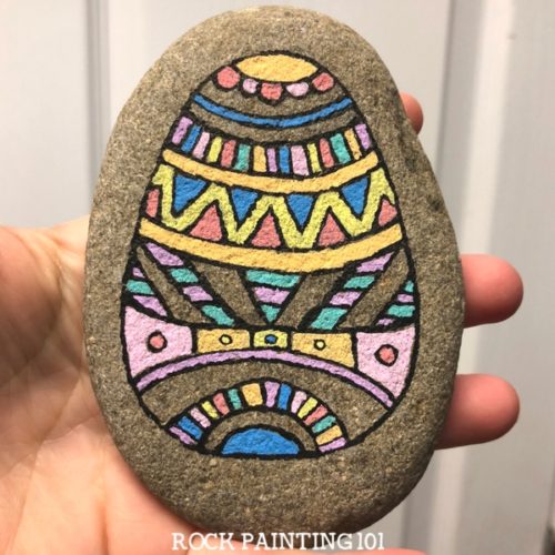 500x500 Easter Egg Painted Rock ~ A Fun Mandala Inspired Easter Rock - Egg Painting