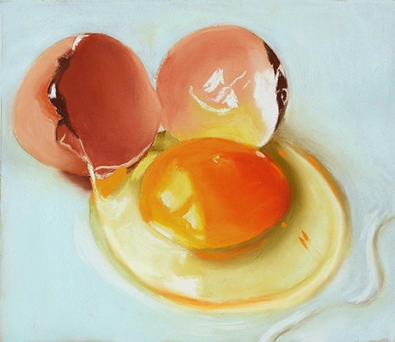 577x500 Egg Yolk Still Life Pastel Painting Sold Ria Hills - Egg Yolk Painting