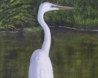 340x270 Egret Painting Etsy - Egret Oil Painting