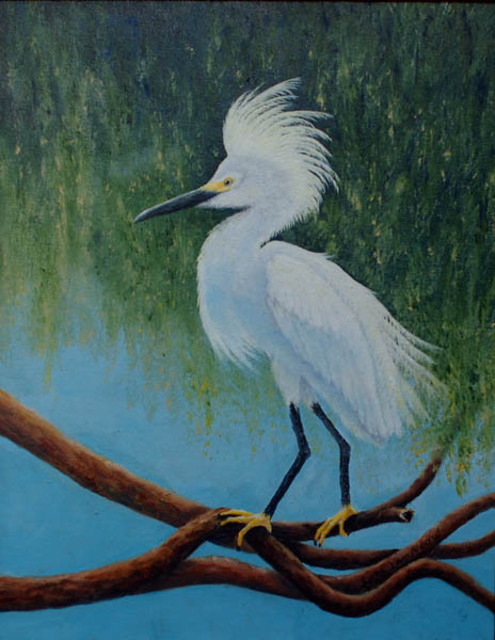 495x640 Lora Vannoord - Egret Oil Painting