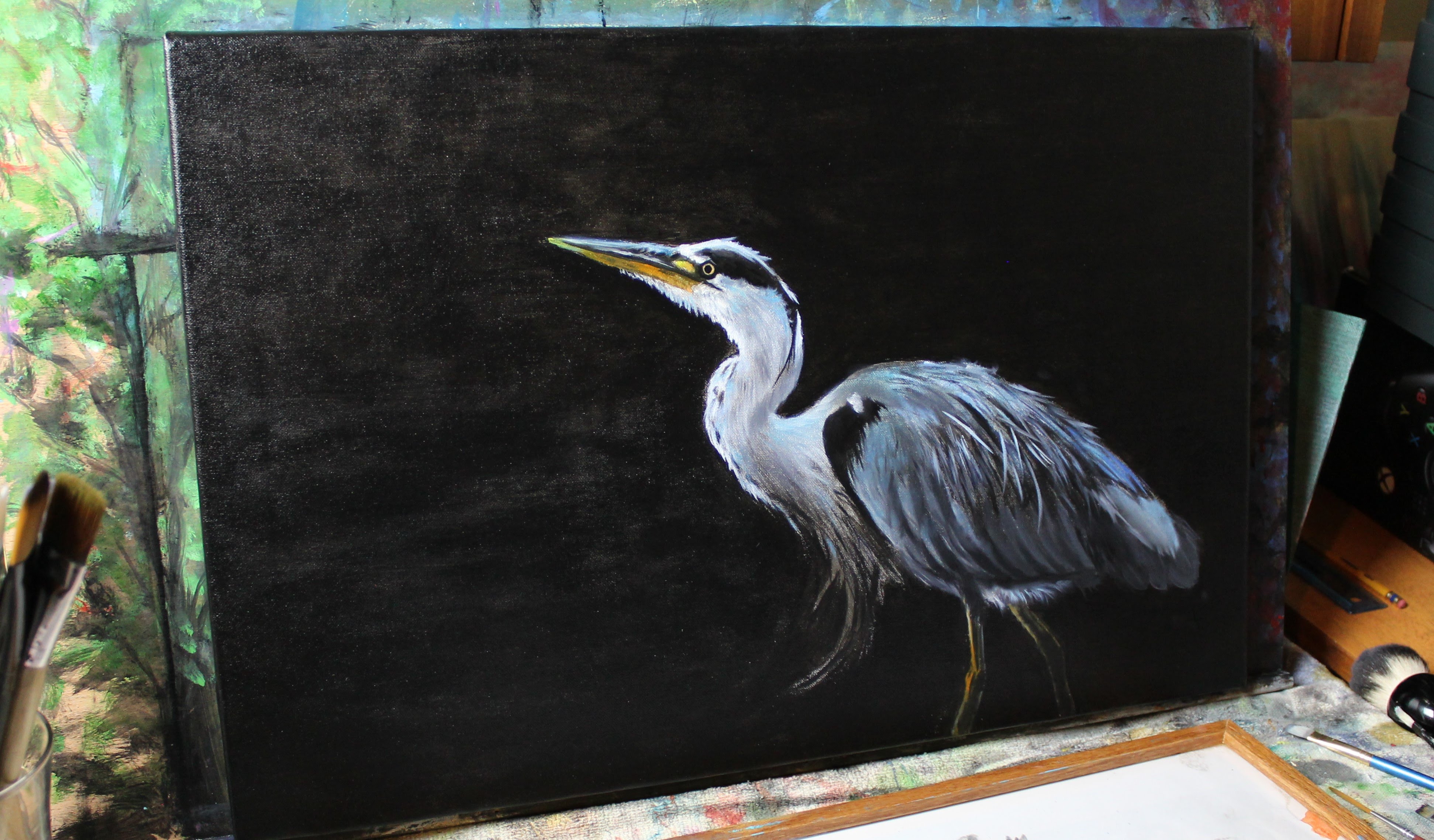 3886x2277 Painting A Heron In Oil Over Acrylic Wjcorona - Egret Oil Painting