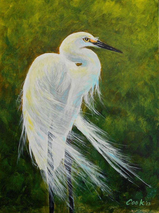 670x900 Egret Painting By Michael Cook - Egret Painting