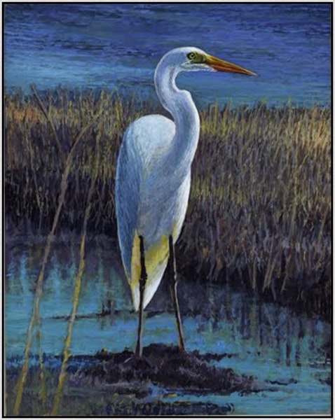 478x600 Great Egret A Wildlife Painting By Artist Paul Wolber, - Egret Painting