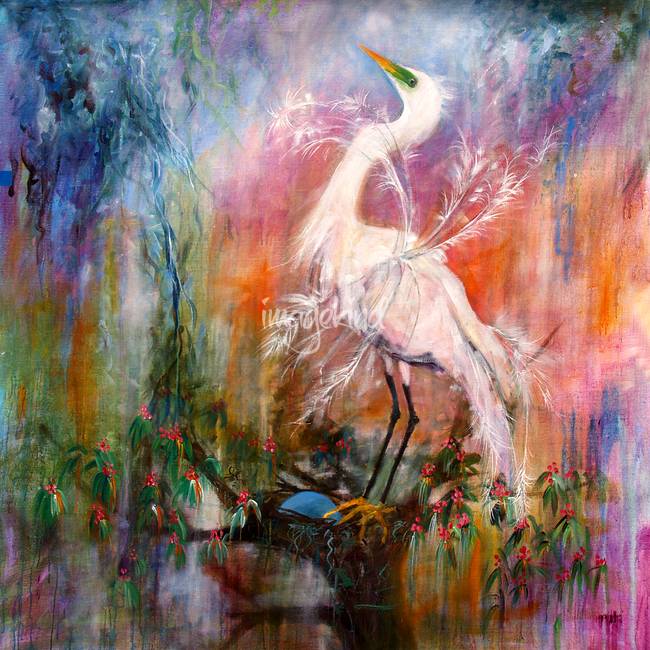 650x650 Great White Egret Painting By Ginette Callaway By Ginette Callaway - Egret Painting