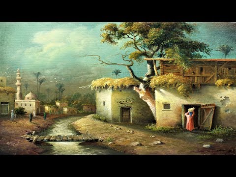 480x360 Oil Painting Landscape Egyptian Village By 4 Colors With Yasser - Egyptian Oil Painting