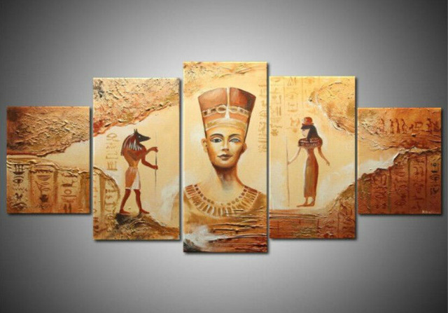 640x447 Ween Handmade 5 Piece Egyptian Contemporary Abstract Decorative - Egyptian Oil Painting