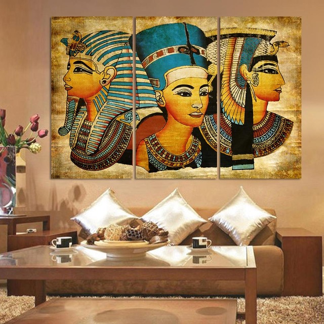 640x640 3 Pcs Egyptian Pharaoh Canvas Oil Painting For Living Room Hand - Egyptian Oil Painting