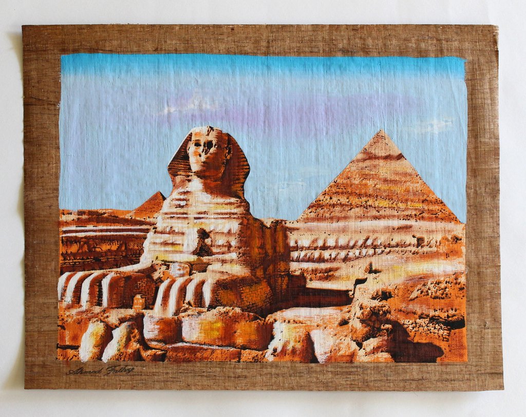 1024x812 The Great Sphinx Of Giza Ancient Egyptian Papyrus Painting - Egyptian Papyrus Painting