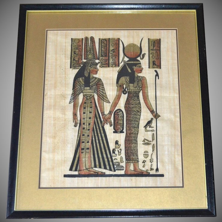 740x740 Egyptian Goddess Isis Amp Queen Nefertari 19 Papyrus Art Painting - Egyptian Papyrus Painting