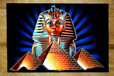 400x268 Egyptian Free Hand Papyrus Paintings - Egyptian Pyramids Painting