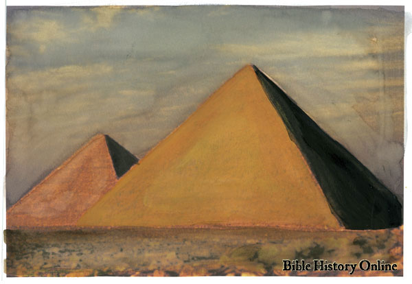 600x414 Bible History Online - Egyptian Pyramids Painting