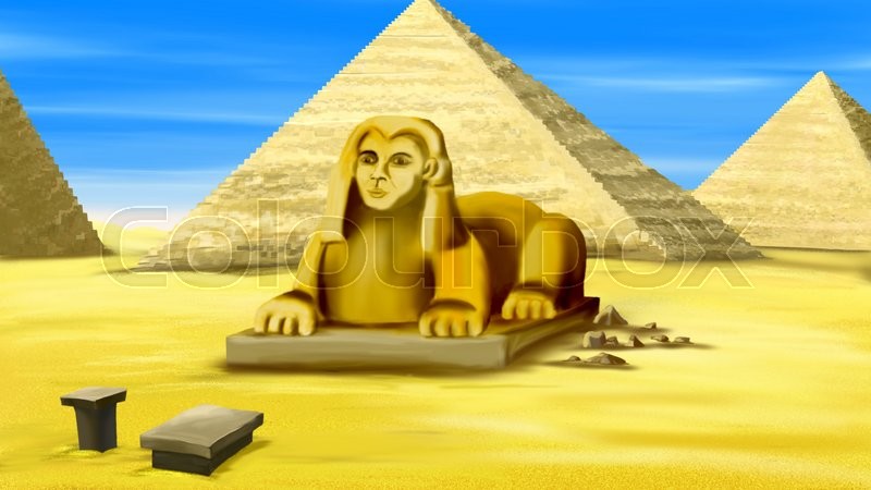 800x450 Digital Painting Of The Sphinx In Egypt. Stock Photo Colourbox - Egyptian Pyramids Painting