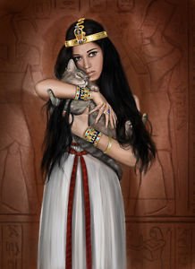 218x300 Egyptian Queen With Her Cat - Egyptian Queen Painting