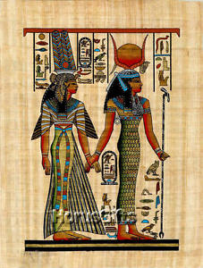 227x300 Rare Genuine Hand Painted Authentic Egyptian Papyrus (Isis - Egyptian Queen Painting