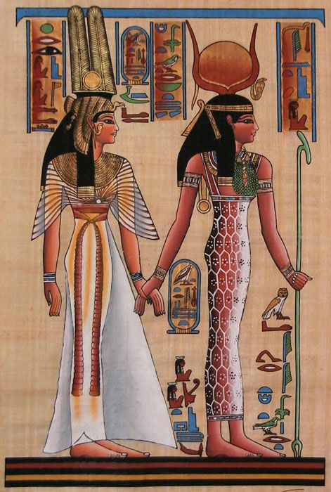 471x700 Egyptian Goddesses Hathor And Isis Mythology - Egyptian Queen Painting