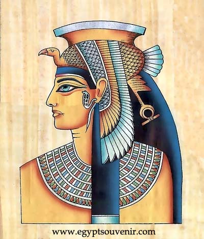 400x468 Cleopatra Egyptian Painting Cleopatra Papyrus Painting Queen - Egyptian Queen Painting