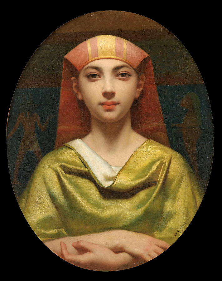 712x900 Portrait Of A Young Egyptian Woman Painting By Charles Zacharie - Egyptian Woman Painting
