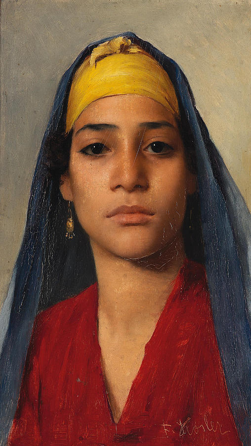 508x900 Portrait Of A Young Egyptian Woman Painting By Franz Xavier Kosler - Egyptian Woman Painting
